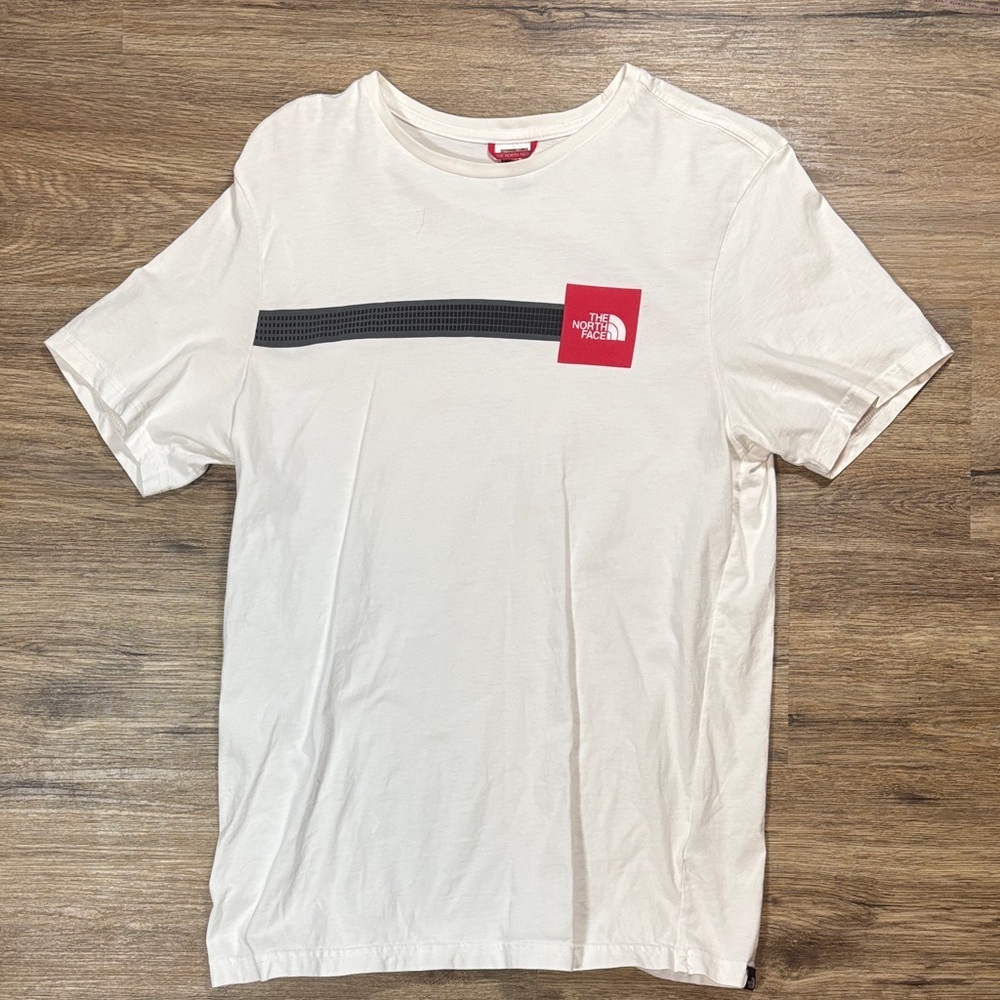 The North Face Cream Tee with Red Accent